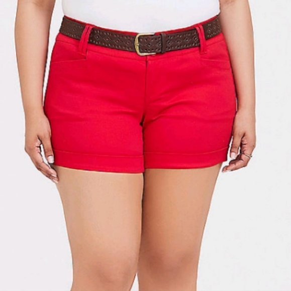 Torrid NWOT Red Cuffed Sateen Shorts, size 12 - Picture 1 of 13